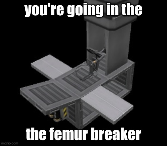 Femur Breaker | you're going in the; the femur breaker | image tagged in femur breaker | made w/ Imgflip meme maker