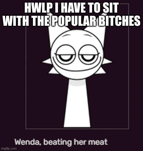 Smug ahh look | HWLP I HAVE TO SIT WITH THE POPULAR BITCHES | image tagged in smug ahh look | made w/ Imgflip meme maker