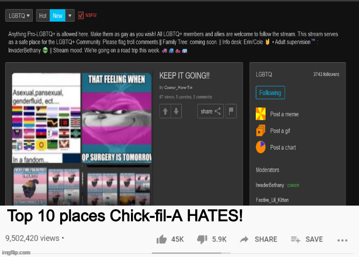 youtube video template | Top 10 places Chick-fil-A HATES! | image tagged in youtube video template | made w/ Imgflip meme maker