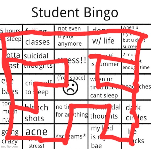 God life sucks | image tagged in student bingo | made w/ Imgflip meme maker