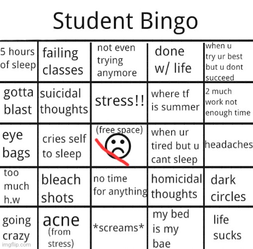 W or L | image tagged in student bingo | made w/ Imgflip meme maker