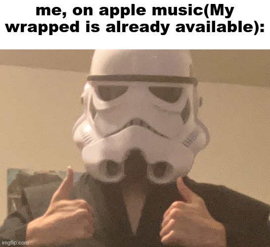 Thumbs-Up Trooper | me, on apple music(My wrapped is already available): | image tagged in thumbs-up trooper | made w/ Imgflip meme maker