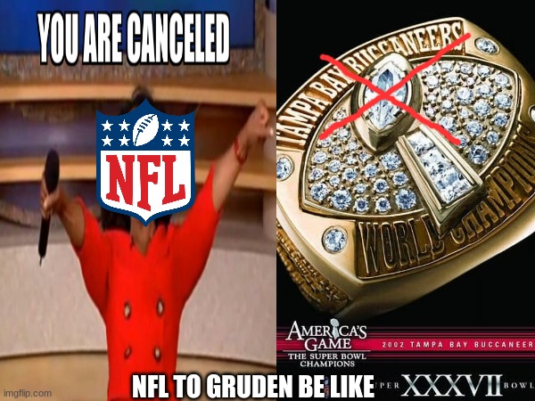 John Gruden Canceled meme | NFL TO GRUDEN BE LIKE | image tagged in memes,nfl,nfl memes,football | made w/ Imgflip meme maker