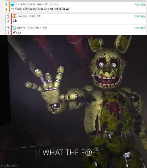 image tagged in msmg w rizz,springtrap wtf | made w/ Imgflip meme maker