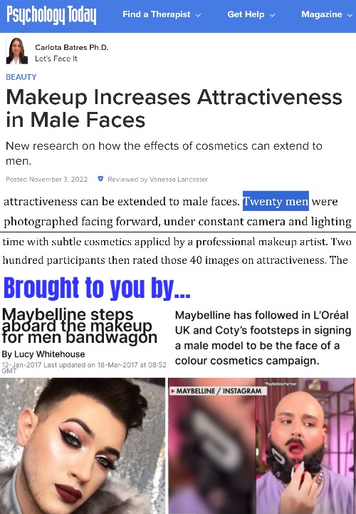 A discrete layer was applied. The smallest sample size I've ever read about | image tagged in makeup,woke,news | made w/ Imgflip meme maker