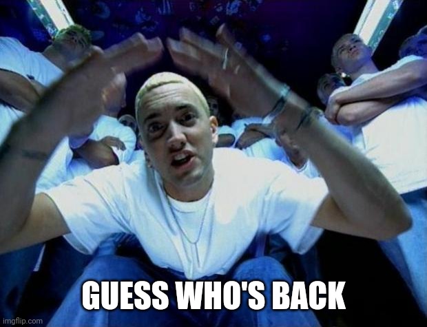 Real Slim Shady | GUESS WHO'S BACK | image tagged in real slim shady | made w/ Imgflip meme maker