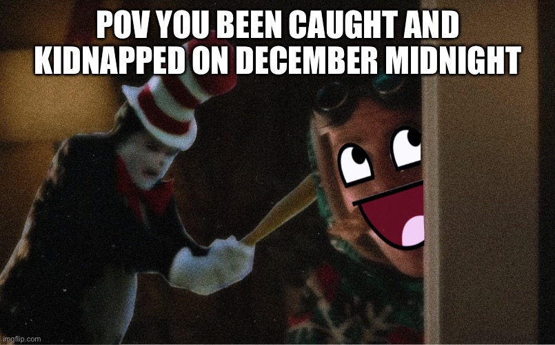 no one knows at 12AM behind surprising gift beat you | POV YOU BEEN CAUGHT AND KIDNAPPED ON DECEMBER MIDNIGHT | image tagged in meme,christmas,the cat in the hat,sonic the hedgehog,baseball bat | made w/ Imgflip meme maker