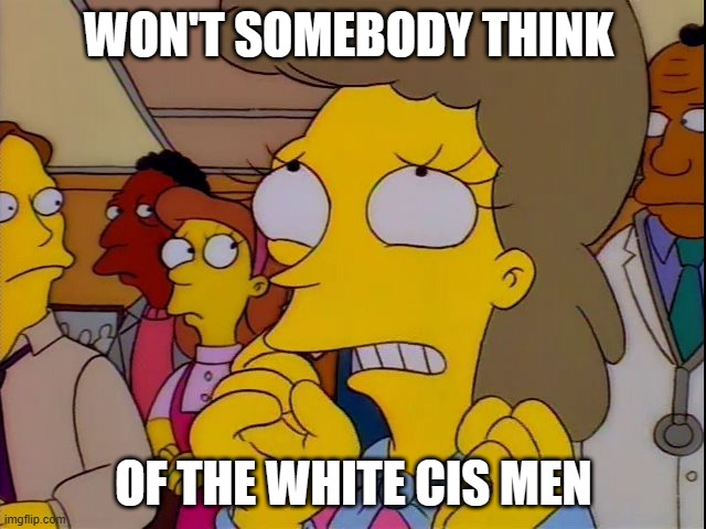 Won&#39;t somebody think of the white cis men