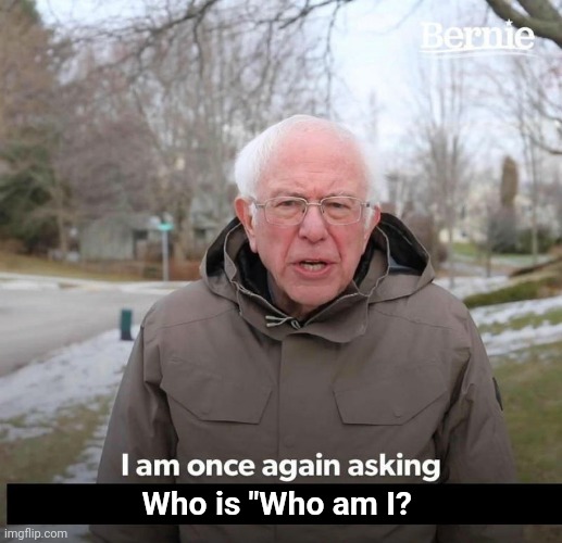 Bernie | Who is "Who am I? | image tagged in bernie | made w/ Imgflip meme maker