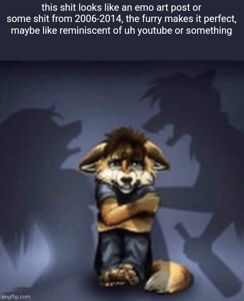 its so funny im obsessed with this image | this shit looks like an emo art post or some shit from 2006-2014, the furry makes it perfect, maybe like reminiscent of uh youtube or something | image tagged in furry parents fighting | made w/ Imgflip meme maker