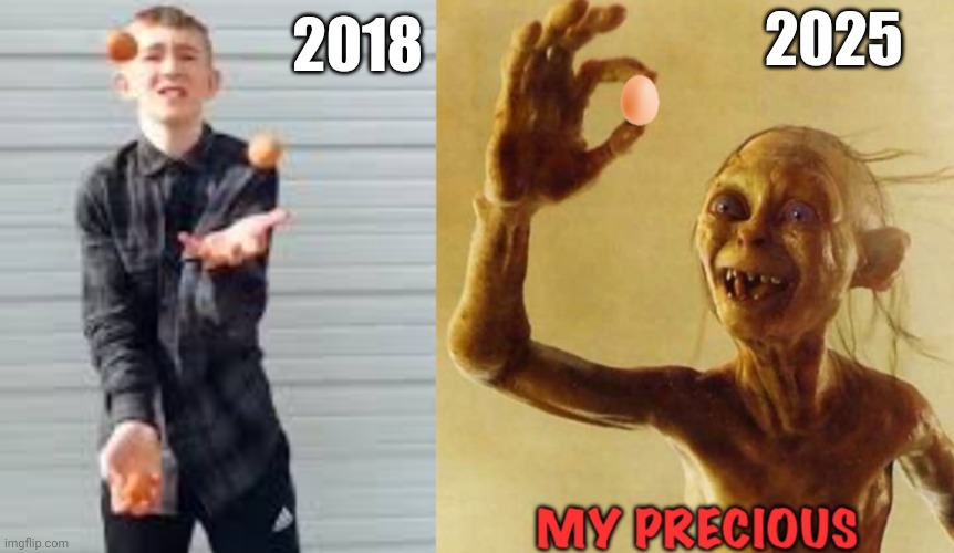 Egg price | 2025; 2018 | image tagged in eggs,funny memes | made w/ Imgflip meme maker