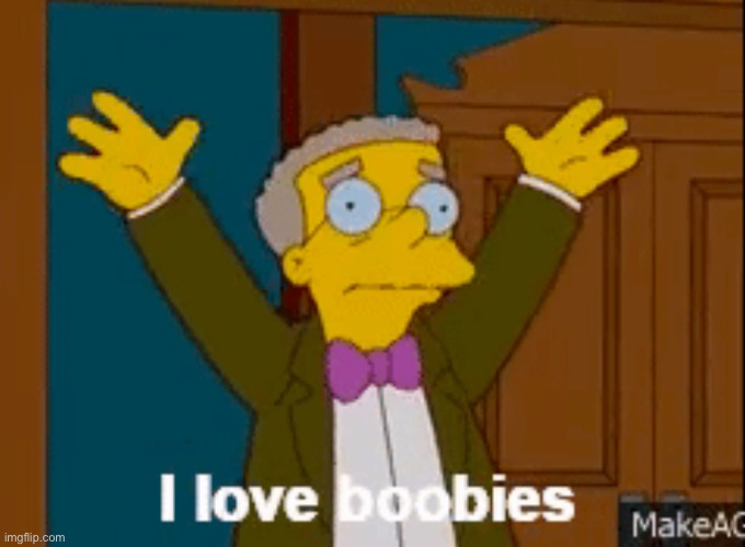 I love boobies | image tagged in i love boobies | made w/ Imgflip meme maker