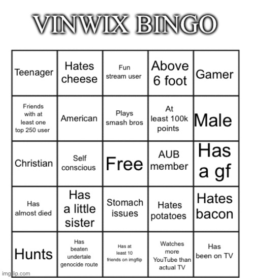 Bored again. Doubt anyone can get a bingo lol | image tagged in vinwix bingo | made w/ Imgflip meme maker