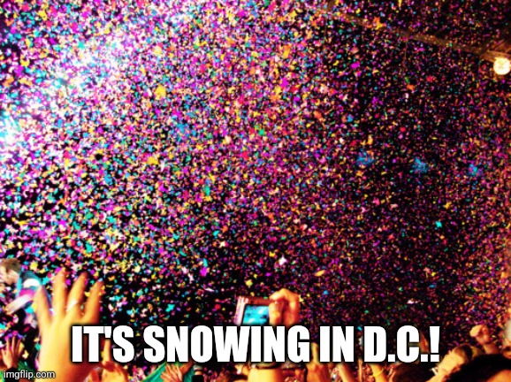 confetticovfefe | IT'S SNOWING IN D.C.! | image tagged in confetticovfefe | made w/ Imgflip meme maker