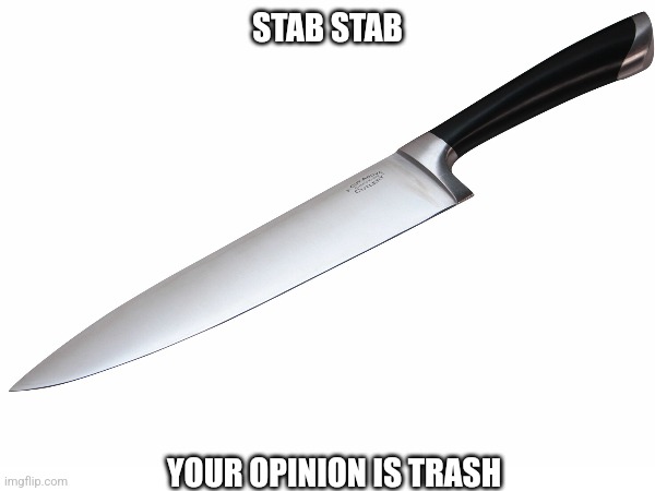 idk what to type (24) | STAB STAB; YOUR OPINION IS TRASH | image tagged in stab,splish splash your opinion is trash | made w/ Imgflip meme maker