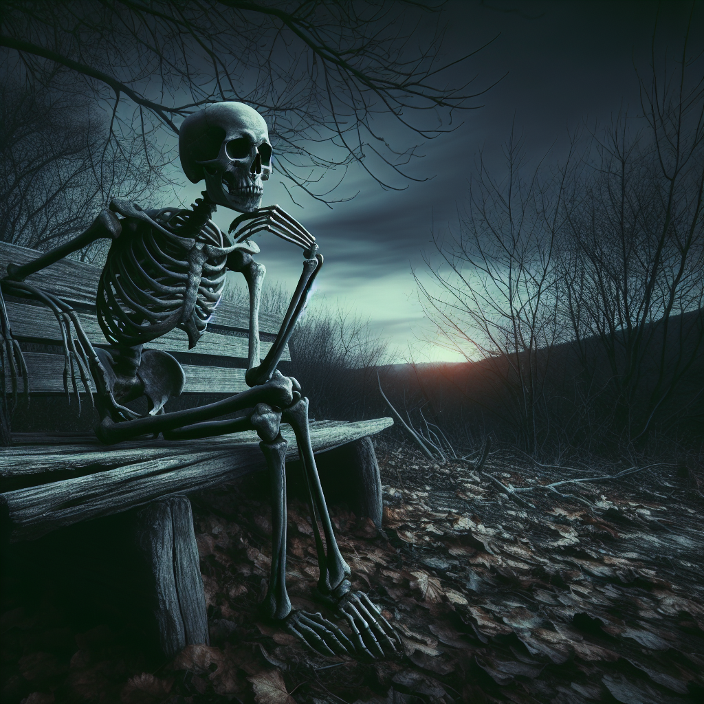 skeleton on bench Blank Meme Template