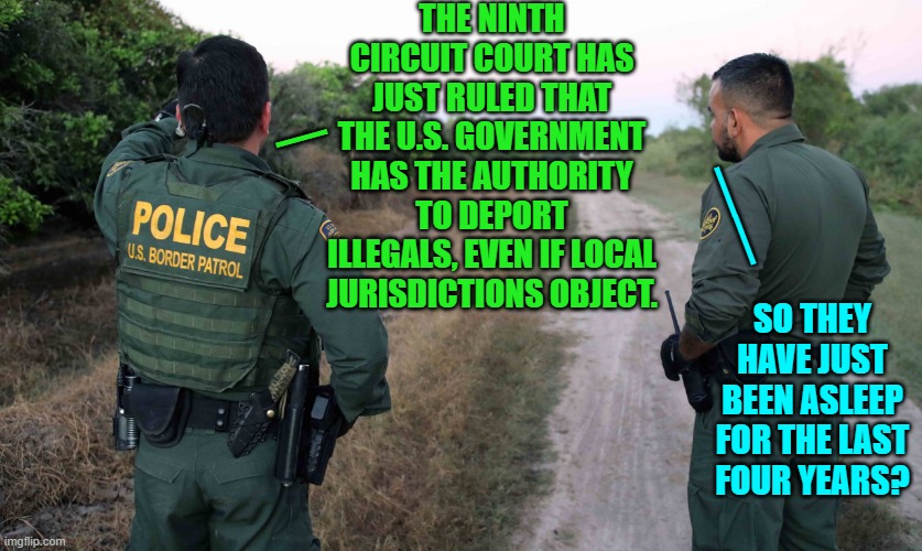 Asleep or terrified of Dem Party leadership retribution. | THE NINTH CIRCUIT COURT HAS JUST RULED THAT THE U.S. GOVERNMENT HAS THE AUTHORITY TO DEPORT ILLEGALS, EVEN IF LOCAL JURISDICTIONS OBJECT. _; __; SO THEY HAVE JUST BEEN ASLEEP FOR THE LAST FOUR YEARS? | image tagged in yep | made w/ Imgflip meme maker