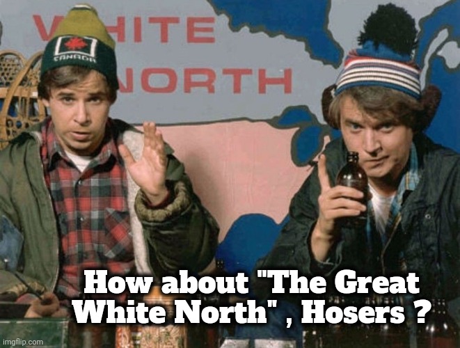 Bob and Doug McKenzie | How about "The Great White North" , Hosers ? | image tagged in bob and doug mckenzie | made w/ Imgflip meme maker