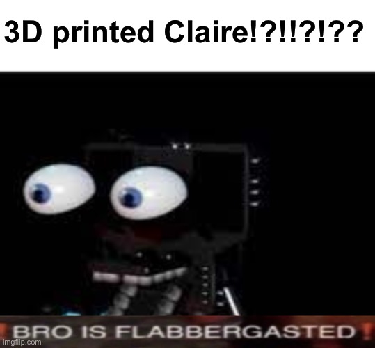 buddy is flabbergasted | 3D printed Claire!?!!?!?? | image tagged in buddy is flabbergasted | made w/ Imgflip meme maker