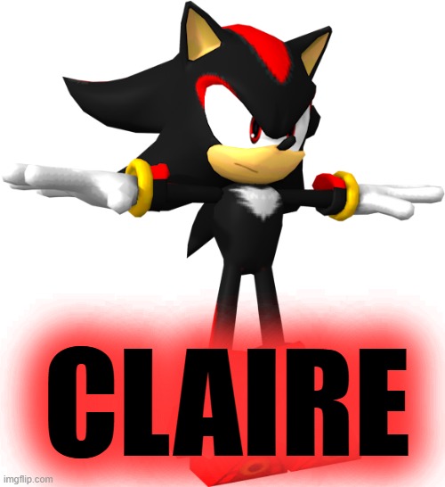 shadow the hedgehog t pose | CLAIRE | image tagged in shadow the hedgehog t pose | made w/ Imgflip meme maker