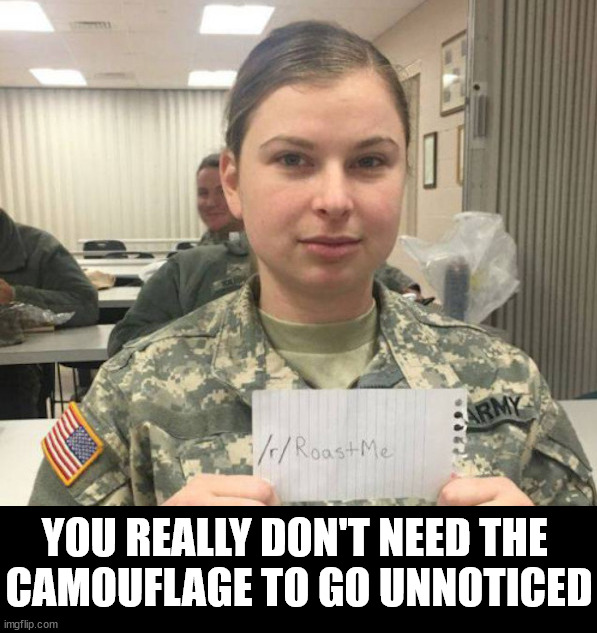 Camo | YOU REALLY DON'T NEED THE 
CAMOUFLAGE TO GO UNNOTICED | image tagged in insults | made w/ Imgflip meme maker