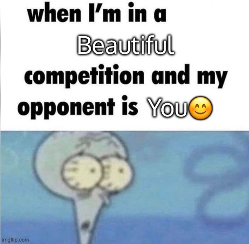 Making your day better | Beautiful; You😊 | image tagged in whe i'm in a competition and my opponent is | made w/ Imgflip meme maker