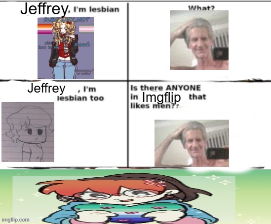 I'm lesbian | Jeffrey; Jeffrey | image tagged in i'm lesbian | made w/ Imgflip meme maker