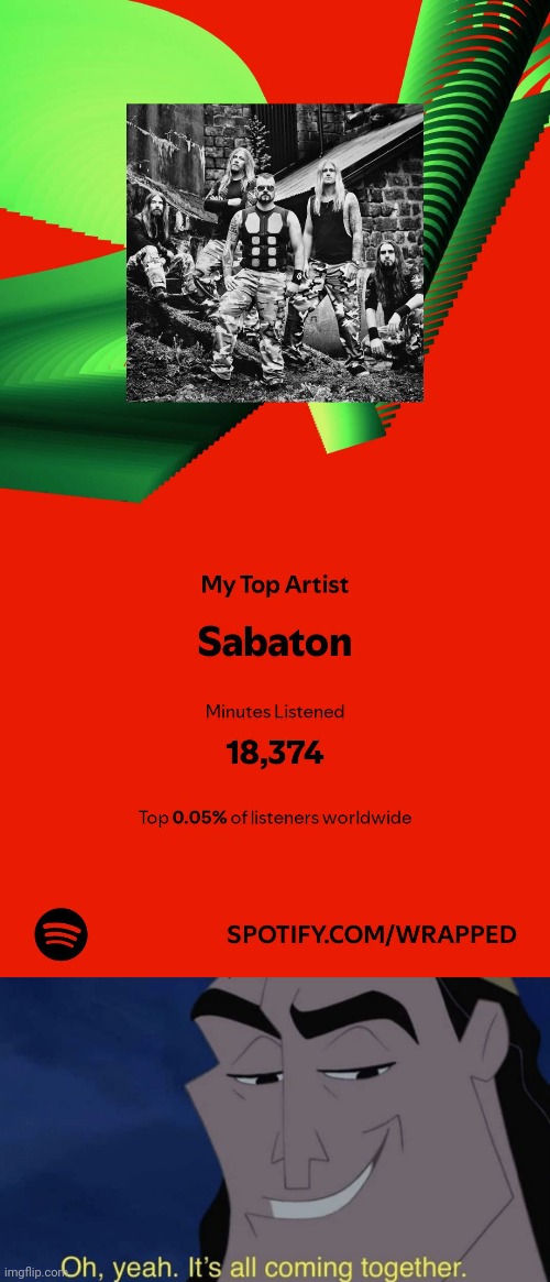 Sabaton is my favorite band :3 | image tagged in it's all coming together | made w/ Imgflip meme maker