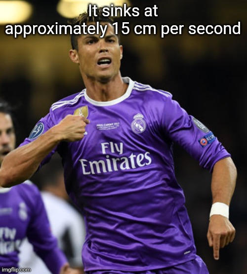 Ronaldo | It sinks at approximately 15 cm per second | image tagged in ronaldo | made w/ Imgflip meme maker