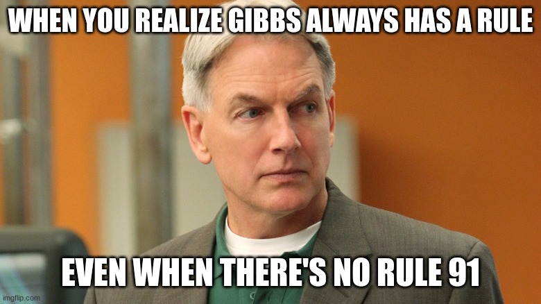 gibbs | WHEN YOU REALIZE GIBBS ALWAYS HAS A RULE; EVEN WHEN THERE'S NO RULE 91 | image tagged in gibbs | made w/ Imgflip meme maker