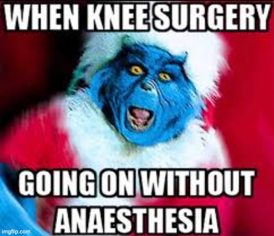 image tagged in blue grinch,memes,funny,knee surgery | made w/ Imgflip meme maker