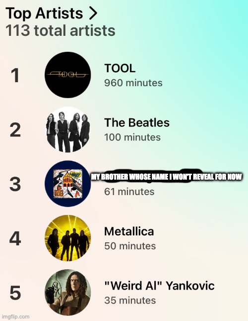 Yes, I'm one of the virgins who uses Apple Music instead of Spotify | MY BROTHER WHOSE NAME I WON'T REVEAL FOR NOW | made w/ Imgflip meme maker