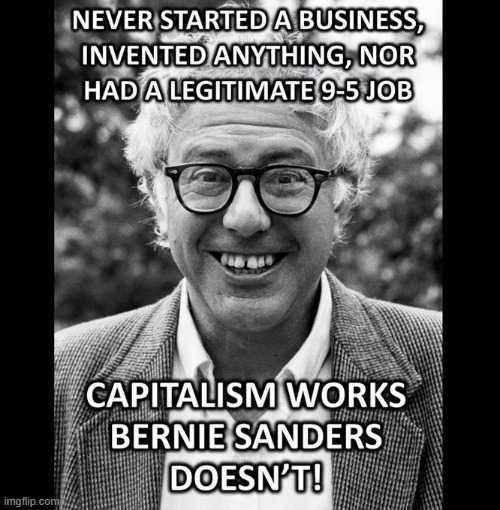 NOT feelin' the burn... | image tagged in socialist,capitalism,because capitalism,works,bernie does not,bernie sanders once again asking | made w/ Imgflip meme maker