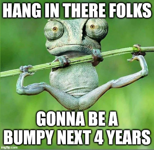 HANG IN THERE FOLKS; GONNA BE A BUMPY NEXT 4 YEARS | image tagged in american politics | made w/ Imgflip meme maker