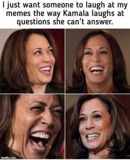 :) | image tagged in kamala harris,laughing,joke,joy,laughter,questions | made w/ Imgflip meme maker