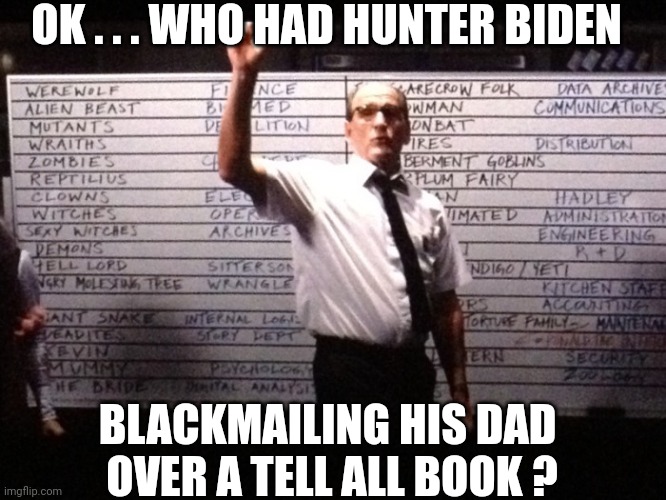 No 10% this time | OK . . . WHO HAD HUNTER BIDEN; BLACKMAILING HIS DAD 
OVER A TELL ALL BOOK ? | image tagged in who had x for y,hunter,book,pardon | made w/ Imgflip meme maker