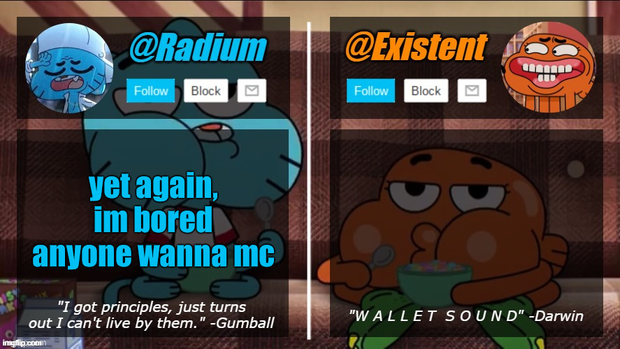 radium existent announcement temp | yet again, im bored anyone wanna mc | image tagged in radium existent announcement temp | made w/ Imgflip meme maker