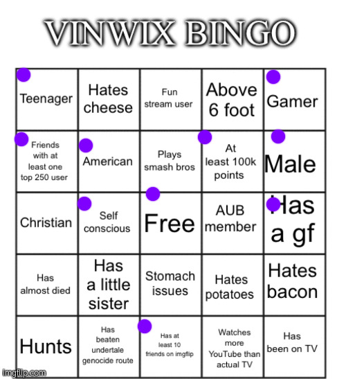 VinWix bingo | image tagged in vinwix bingo | made w/ Imgflip meme maker