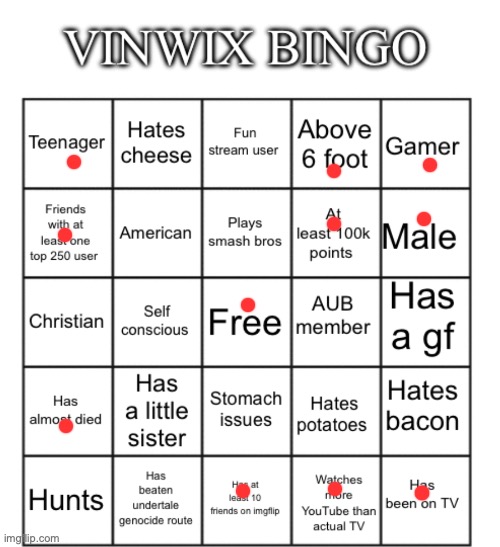 VinWix bingo | image tagged in vinwix bingo | made w/ Imgflip meme maker