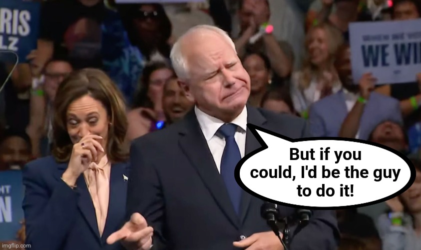 Tim Walz and Kamala Harris | But if you
could, I'd be the guy
to do it! | image tagged in tim walz and kamala harris | made w/ Imgflip meme maker