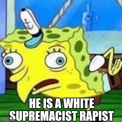 triggerpaul | HE IS A WHITE SUPREMACIST RAPIST | image tagged in triggerpaul | made w/ Imgflip meme maker