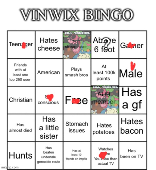 VinWix bingo | ? | image tagged in vinwix bingo | made w/ Imgflip meme maker