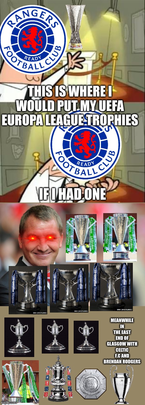 This Is Where I'd Put My Trophy If I Had One | THIS IS WHERE I WOULD PUT MY UEFA EUROPA LEAGUE TROPHIES; IF I HAD ONE; MEANWHILE IN THE EAST END OF GLASGOW WITH CELTIC F.C AND BRENDAN RODGERS | image tagged in memes,this is where i'd put my trophy if i had one | made w/ Imgflip meme maker