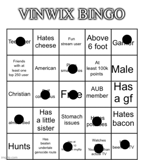 the assholes on tv cut all my phrases >=V | image tagged in vinwix bingo | made w/ Imgflip meme maker