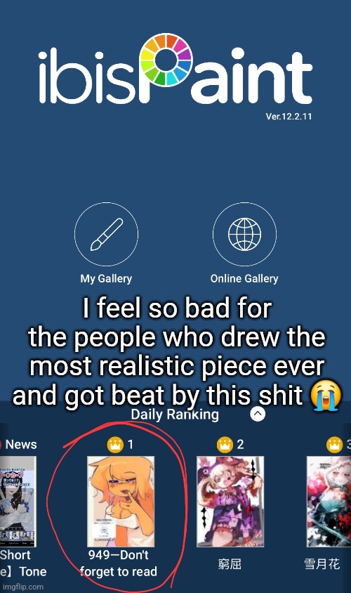 gooner drawing | I feel so bad for the people who drew the most realistic piece ever and got beat by this shit 😭 | made w/ Imgflip meme maker