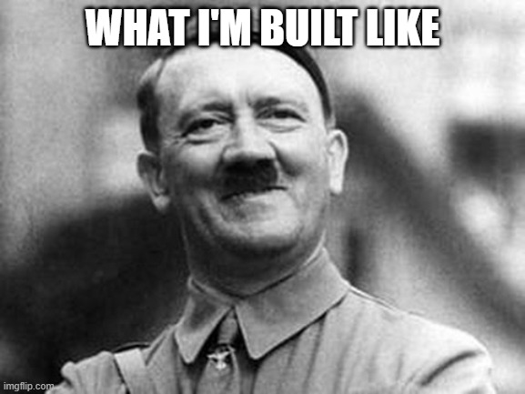 adolf hitler | WHAT I'M BUILT LIKE | image tagged in adolf hitler | made w/ Imgflip meme maker