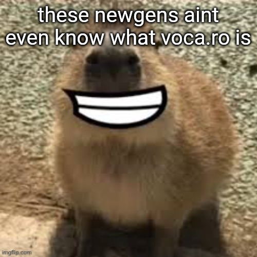 goofy ass capybara | these newgens aint even know what voca.ro is | image tagged in goofy ass capybara | made w/ Imgflip meme maker