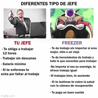 Diferentes tipos de jefes | image tagged in gifs,dragon ball z | made w/ Imgflip images-to-gif maker