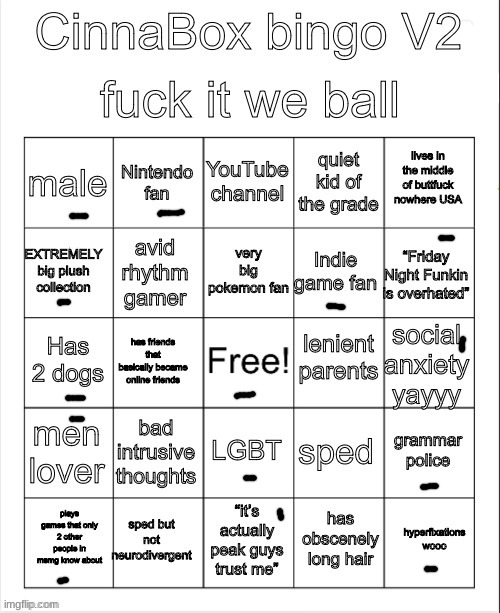 idfk | image tagged in cinnabox bingo 2 | made w/ Imgflip meme maker