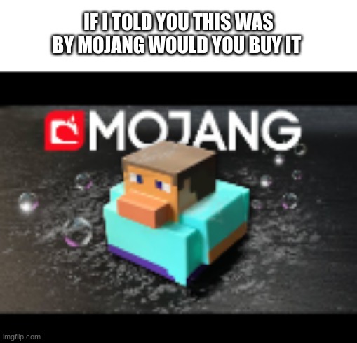 Minecraft Steve bath duck | IF I TOLD YOU THIS WAS BY MOJANG WOULD YOU BUY IT | image tagged in memes,funny,minecraft movie,i am steve | made w/ Imgflip meme maker